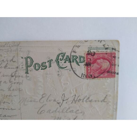 New Years Postcard Polar Bear Baby Flying Airplane Vintage Series 576 J Herman - Picture 4 of 4